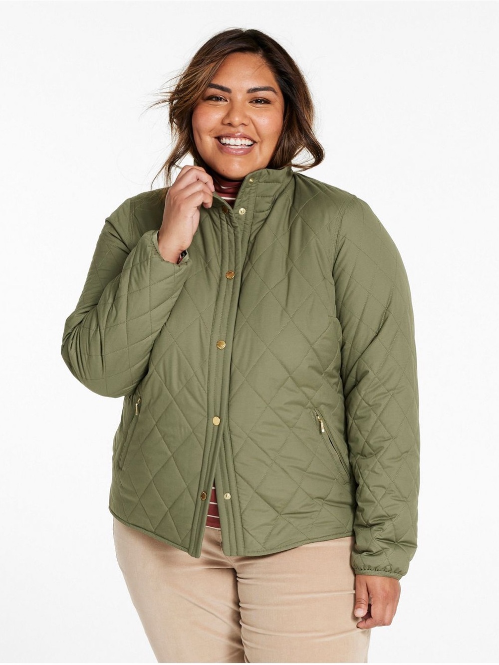 L.L.Bean Bean’s Cozy Quilted Jacket Women Olive Green 3X Plus Gorpcore